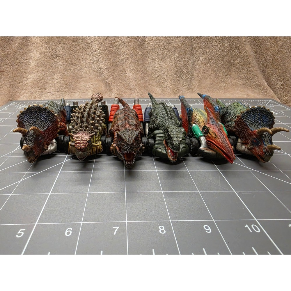Set of 6 Dinosaur Toy Cars T-Rex Triceratops Friction Power Vehicles